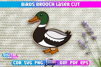 Birds Brooch | Jewelry | Accessories | Gift Idea | Duck Shape Brooch | CNC File SVG The T Store Design 