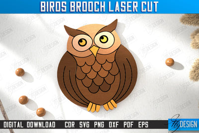 Birds Brooch | Jewelry | Accessories | Gift Idea | Owl Shape Brooches | CNC File SVG Fly Design 