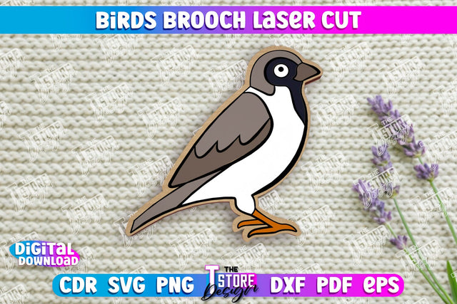 Birds Brooch | Jewelry | Accessories | Gift Idea | Sparrow Shape Brooch | CNC File SVG The T Store Design 