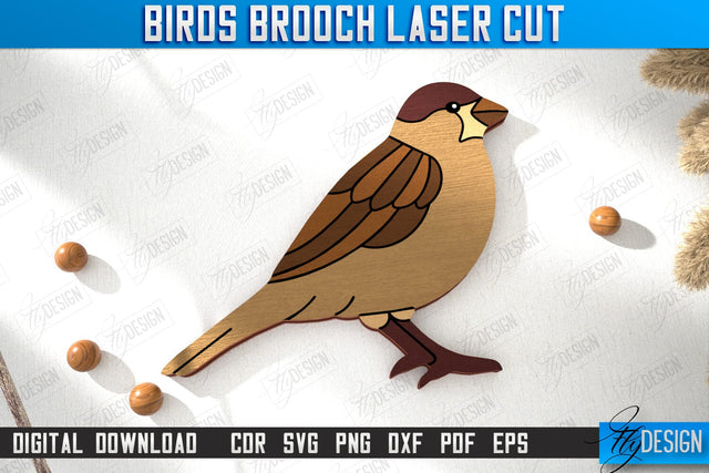 Birds Brooch | Jewelry | Accessories | Gift Idea | Sparrow Shape Brooches | CNC File SVG Fly Design 