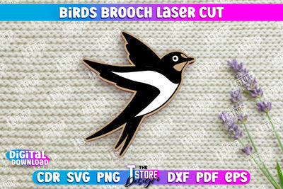 Birds Brooch | Jewelry | Accessories | Gift Idea | Swallow Shape Brooch | CNC File SVG The T Store Design 