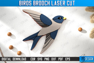 Birds Brooch | Jewelry | Accessories | Gift Idea | Swallow Shape Brooches | CNC File SVG Fly Design 