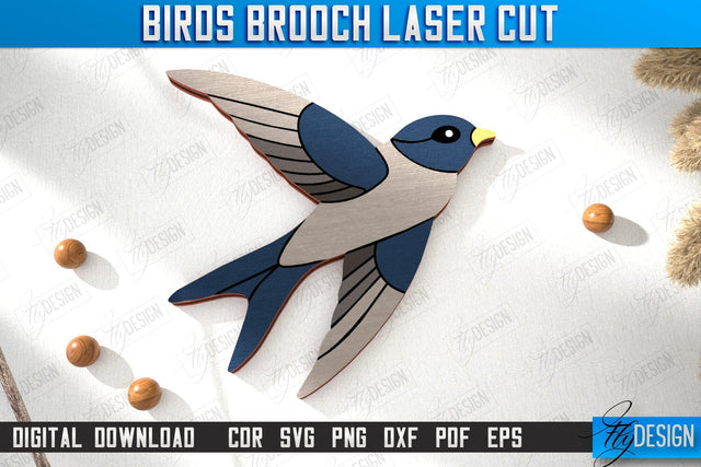 Birds Brooch | Jewelry | Accessories | Gift Idea | Swallow Shape Brooches | CNC File SVG Fly Design 