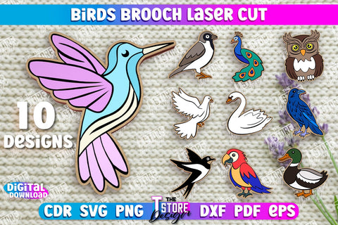 Birds Brooches Bundle | Jewelry | Accessories | Gift Idea | Bird Shape Brooches | CNC File SVG The T Store Design 