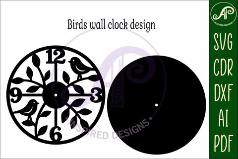 Birds clock wall clock laser cut files SVG APInspireddesigns 