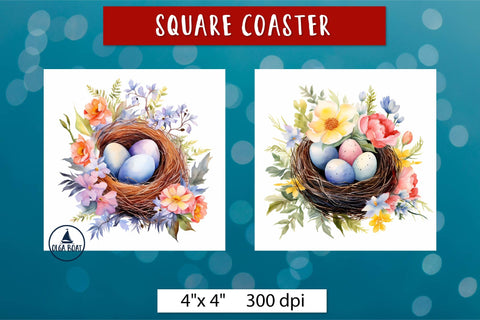 Birds nest coaster | Spring sublimation designs Sublimation Olga Boat Design 