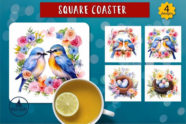 Birds nest coaster | Spring sublimation designs Sublimation Olga Boat Design 