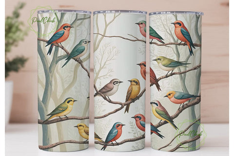 Birds on Branches 20oz Tumbler Wrap Sublimation PixelChick 