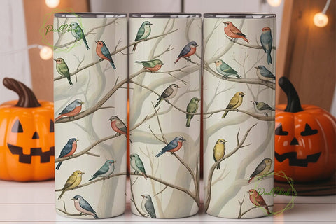 Birds on Branches 20oz Tumbler Wrap Sublimation PixelChick 