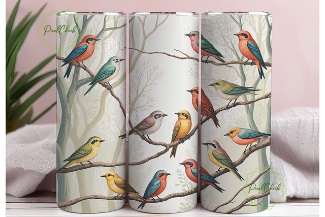 Birds on Branches 20oz Tumbler Wrap Sublimation PixelChick 