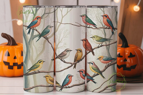 Birds on Branches 20oz Tumbler Wrap Sublimation PixelChick 