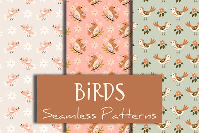 Birds Seamless Patterns Digital Pattern Rin Green 