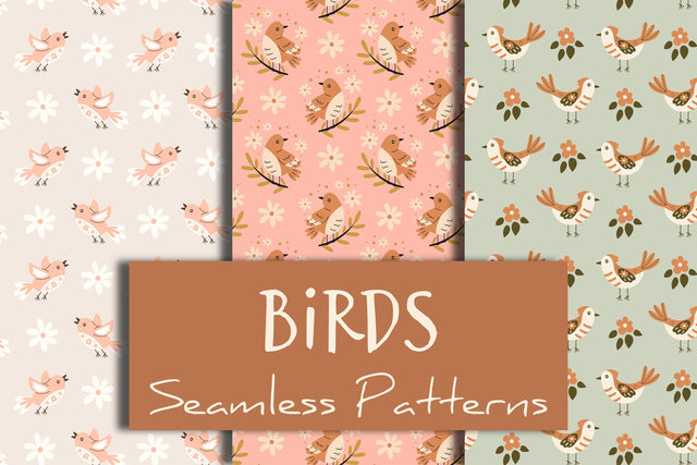 Birds Seamless Patterns Digital Pattern Rin Green 