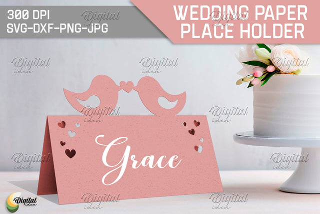 Birds SVG. Wedding Paper Place Holder. Name Card 3D Paper Evgenyia Guschina 