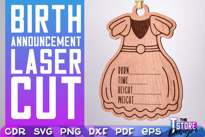 Birth Announcement Laser Cut | Birth Stats Signs Design | CNC Files SVG The T Store Design 
