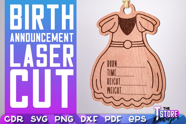 Birth Announcement Laser Cut | Birth Stats Signs Design | CNC Files SVG The T Store Design 