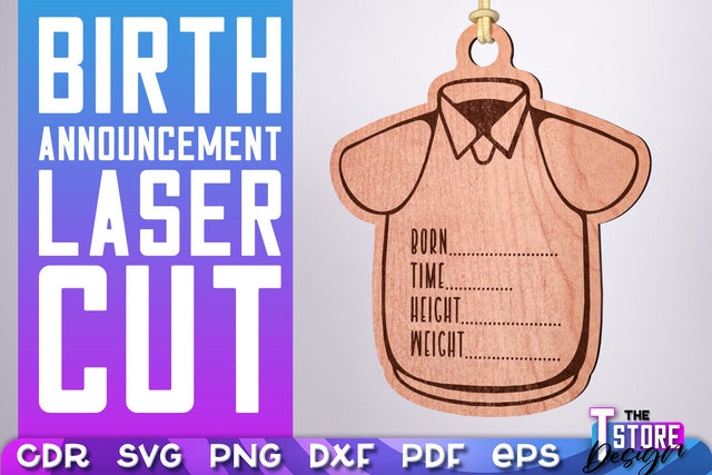 Birth Announcement Laser Cut | Birth Stats Signs Design | CNC Files SVG The T Store Design 