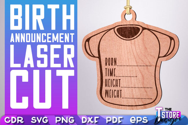 Birth Announcement Laser Cut | Birth Stats Signs Design | CNC Files SVG The T Store Design 