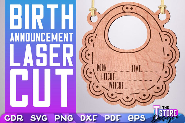 Birth Announcement Laser Cut | Birth Stats Signs Design | CNC Files SVG The T Store Design 