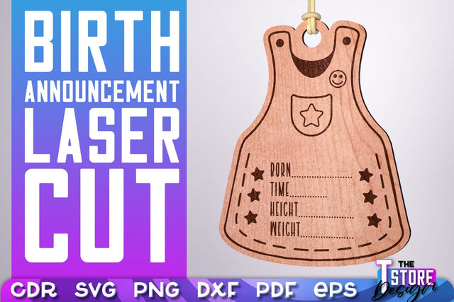 Birth Announcement Laser Cut | Birth Stats Signs Design | CNC Files SVG The T Store Design 