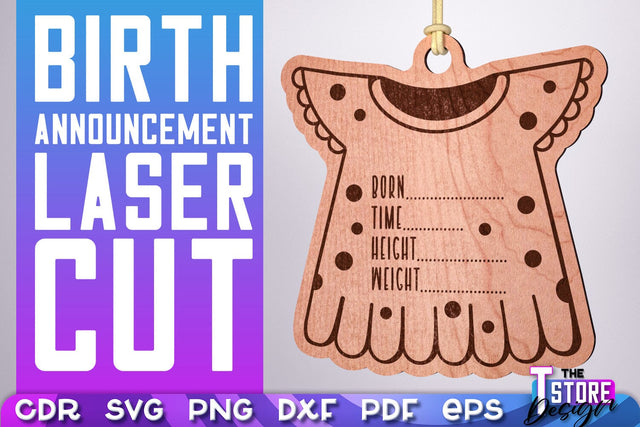 Birth Announcement Laser Cut | Birth Stats Signs Design | CNC Files SVG The T Store Design 