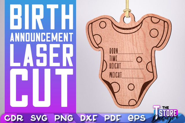 Birth Announcement Laser Cut | Birth Stats Signs Design | CNC Files SVG The T Store Design 