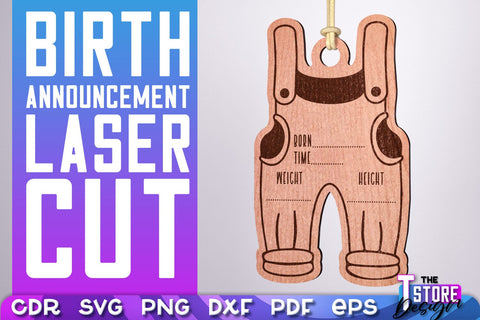 Birth Announcement Laser Cut Bundle | Birth Stats Signs Design | CNC Files SVG The T Store Design 