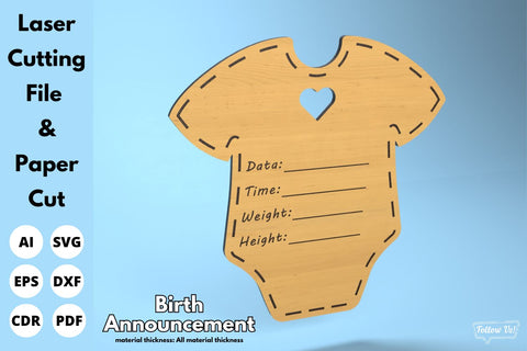 Birth announcement laser cut files | laser cut file | svg paper cut | cricut | glowforge file SVG tofigh4lang 