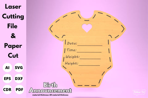 Birth announcement laser cut files | laser cut file | svg paper cut | cricut | glowforge file SVG tofigh4lang 