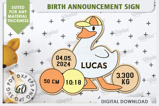 Birth Announcement Sign Laser Cut. Newborn Baby Stats SVG SVG Evgenyia Guschina 