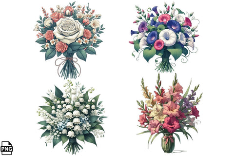 Birth Month Flower Bouquet Clipart Bundle Printable File Sublimation Creativedesigntee 