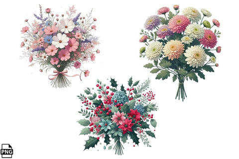 Birth Month Flower Bouquet Clipart Bundle Printable File Sublimation Creativedesigntee 