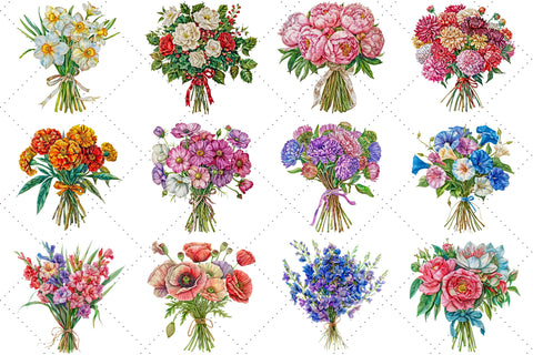 Birth Month Flower Sublimation Clipart Sublimation FloridPrintables 