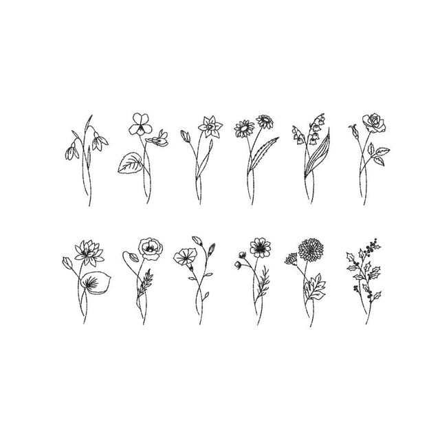 Birth Month Flowers, 12 Flowers Machine Embroidery Design, 3 sizes, Instant Download Embroidery/Applique DESIGNS Nino Nadaraia 