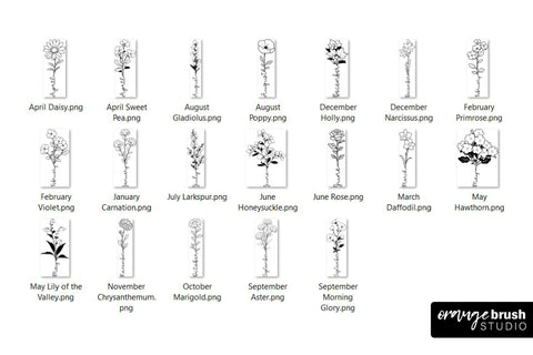 Birth Month Flowers SVG Bundle, Birth Flowers Cut Files SVG OrangeBrushStudio 