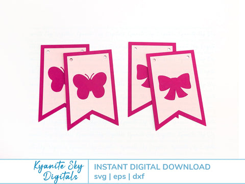 Birthday Any Number Banner Bunting SVG Cute Birthday for Girl SVG Kyanite Sky Digitals 