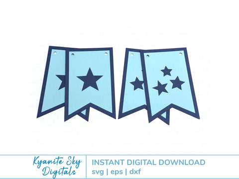 Birthday Any Number Banner Bunting SVG with Stars SVG Kyanite Sky Digitals 