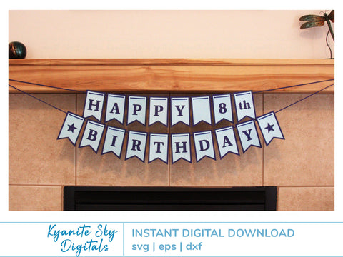 Birthday Any Number Banner Bunting SVG with Stars SVG Kyanite Sky Digitals 