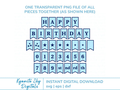 Birthday Any Number Banner Bunting SVG with Stars SVG Kyanite Sky Digitals 
