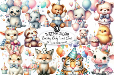 Birthday Baby Animal Clipart, Birthday Sublimation SVGista 