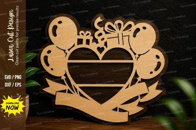 Birthday Balloon Heart Laser Cut SVG Design SVG Regulrcrative 