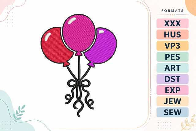 Birthday Balloons Embroidery Design | Party Celebration Decor Embroidery/Applique DESIGNS sg embroidery 