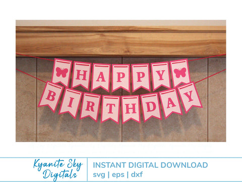 Birthday Banner Bunting SVG Cute Girl Birthday SVG Kyanite Sky Digitals 