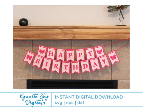 Birthday Banner Bunting SVG Cute Girl Birthday SVG Kyanite Sky Digitals 