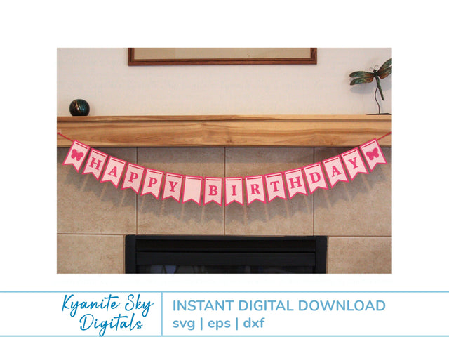 Birthday Banner Bunting SVG Cute Girl Birthday SVG Kyanite Sky Digitals 