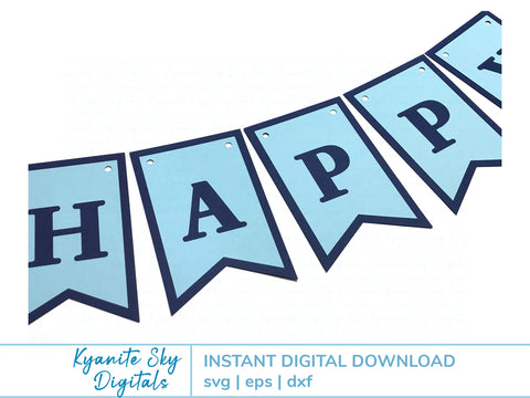 Birthday Banner Bunting SVG with Stars SVG Kyanite Sky Digitals 
