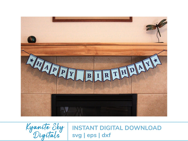 Birthday Banner Bunting SVG with Stars SVG Kyanite Sky Digitals 