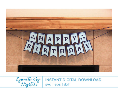 Birthday Banner Bunting SVG with Stars SVG Kyanite Sky Digitals 