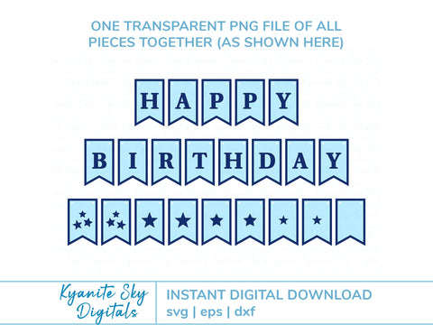 Birthday Banner Bunting SVG with Stars SVG Kyanite Sky Digitals 