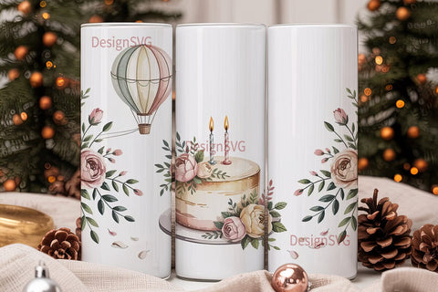 Birthday Cake & Balloon 20oz Tumbler Sublimation DesignSVG 
